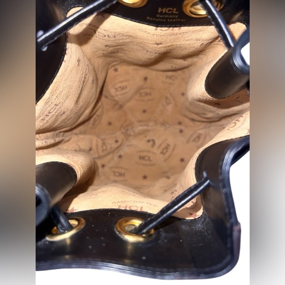 Like New Vintage Handcrafted Leather Goods Brown Leather Drawstring Bucket Bag - Picture 8 of 11